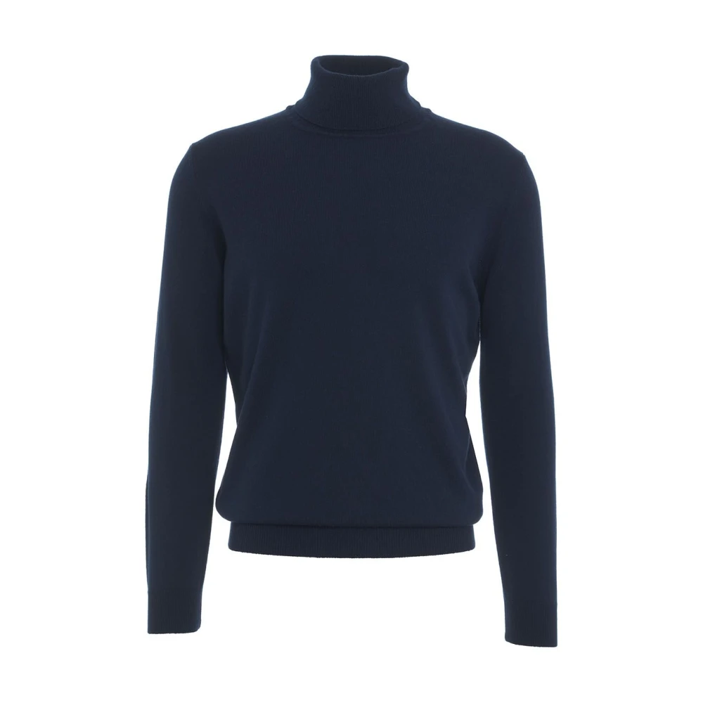 Kangra Kashmir Turtleneck Sweater Ribbad Krage Blue, Herr