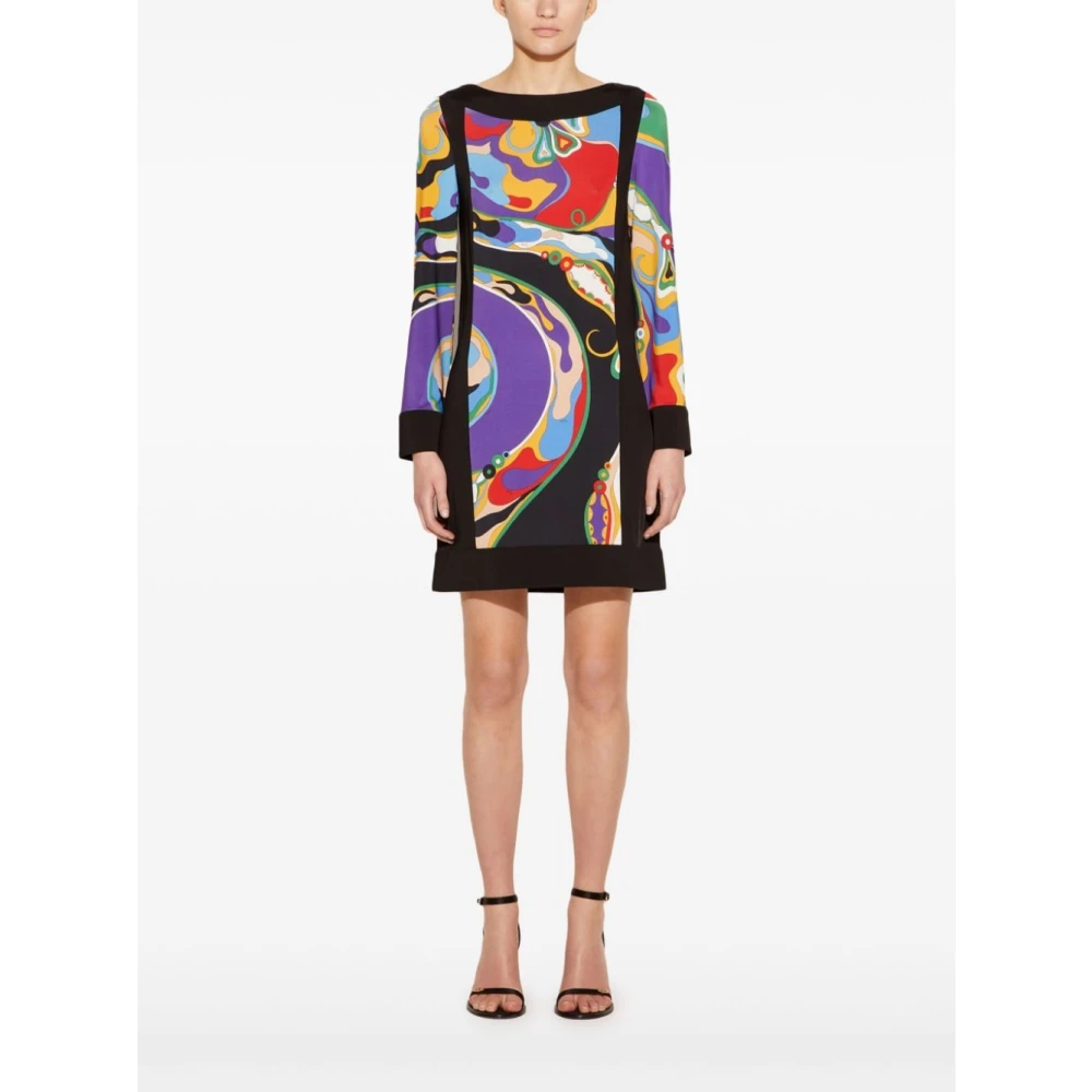 EMILIO PUCCI Paarse Abstract Patroon A-Lijn Jurk Multicolor Dames