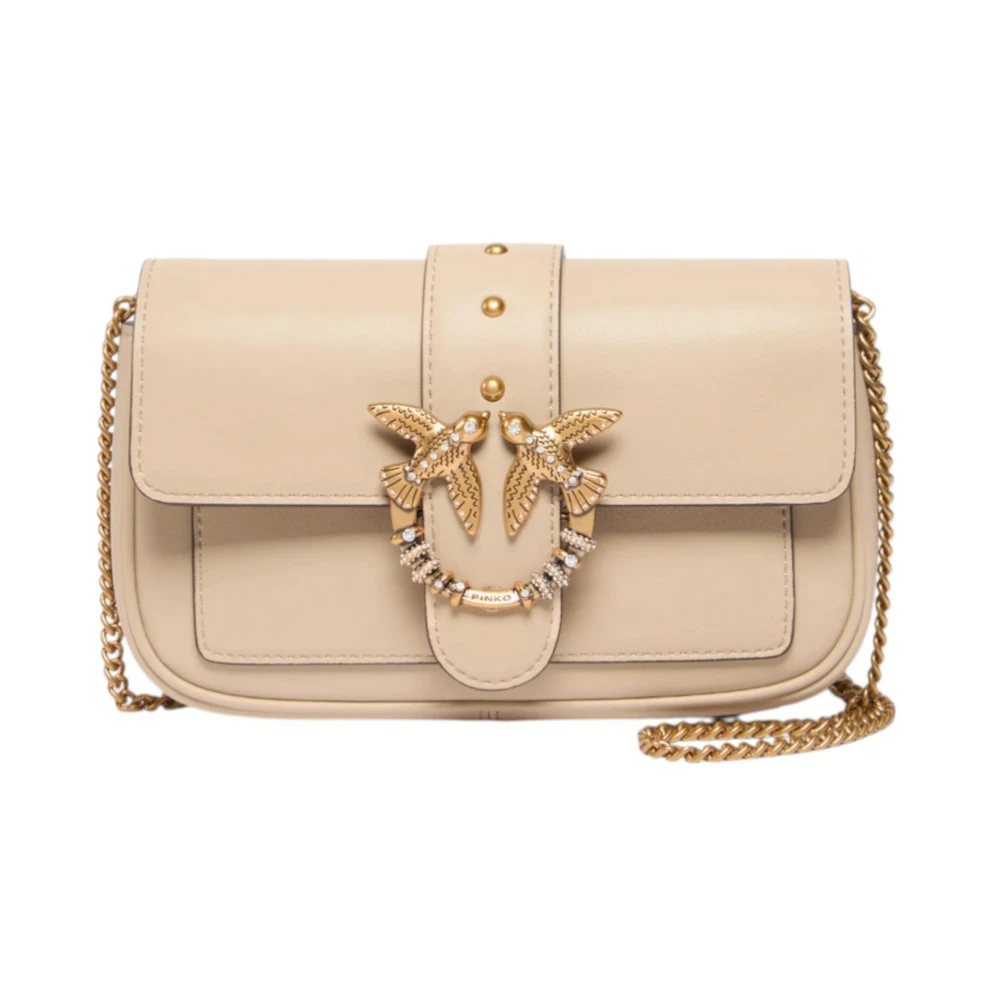 Pinko , Cross Body Bags, Female, Beige, One Size, Love Pocket New Buckle Vitello - Image 3