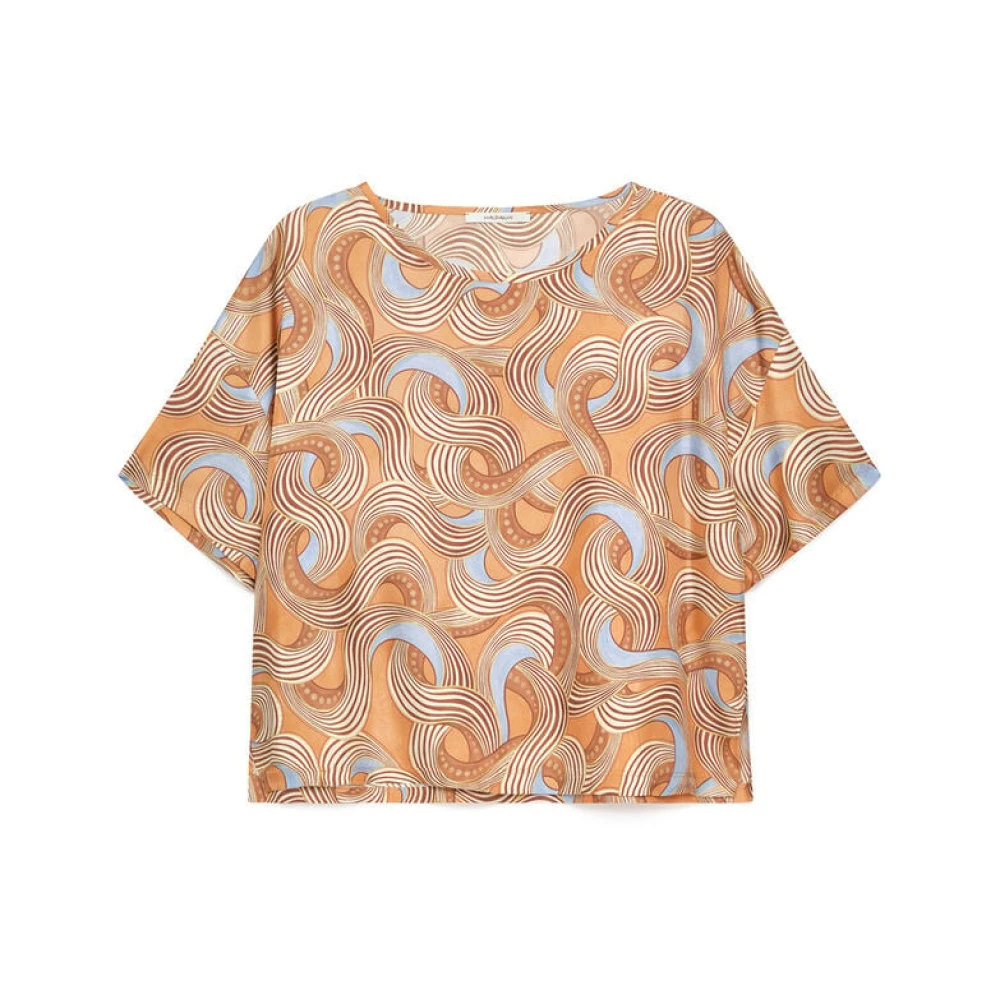 Maliparmi Women's Brown Blouses, L, Collection Print Shirt