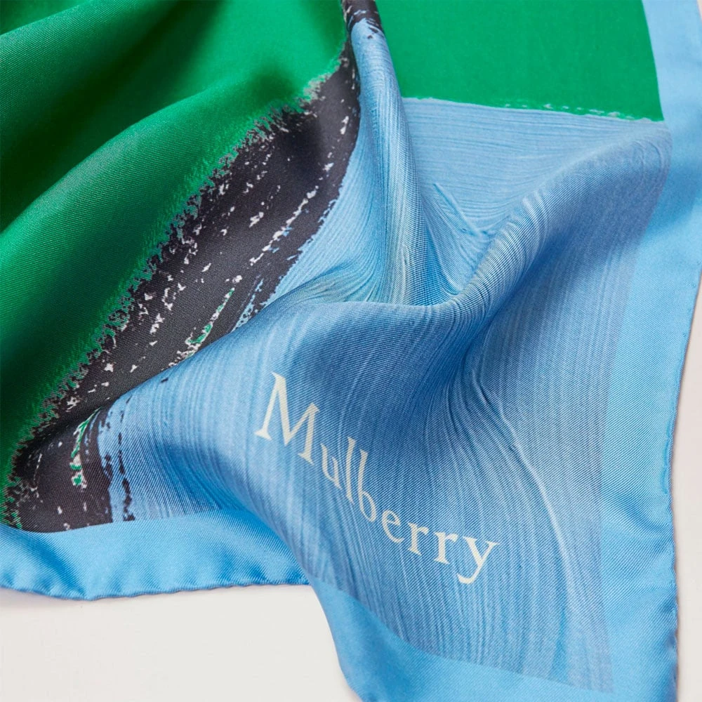 Mulberry Handgeschilderde Letter Sq Sjaal Lawn Green Multicolor Unisex