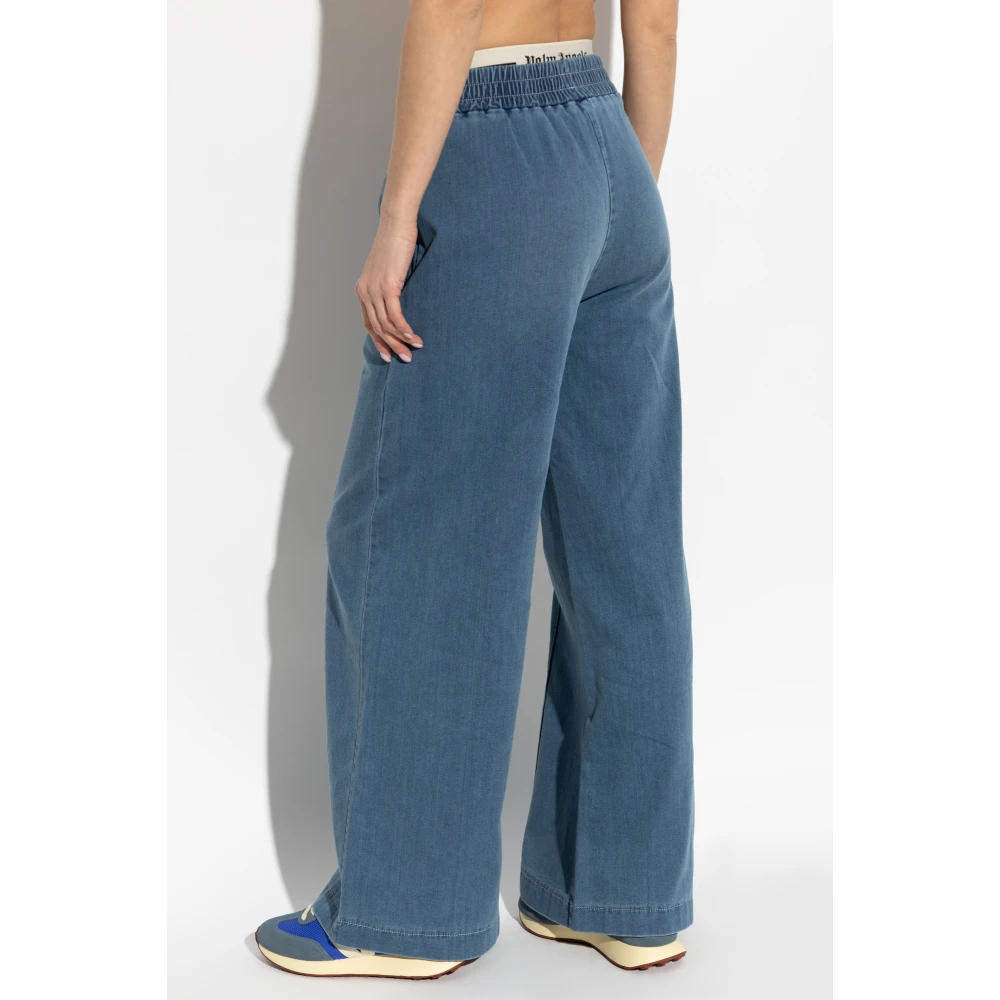 Palm Angels Jeans met logo Blue Dames
