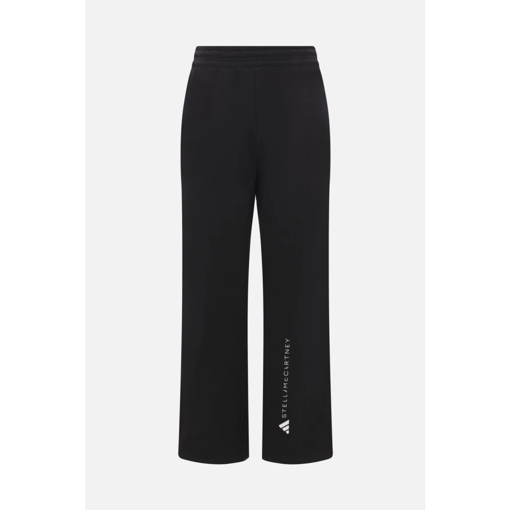 adidas by stella mccartney Zwarte biologisch katoenen joggers met logoprint Black Dames