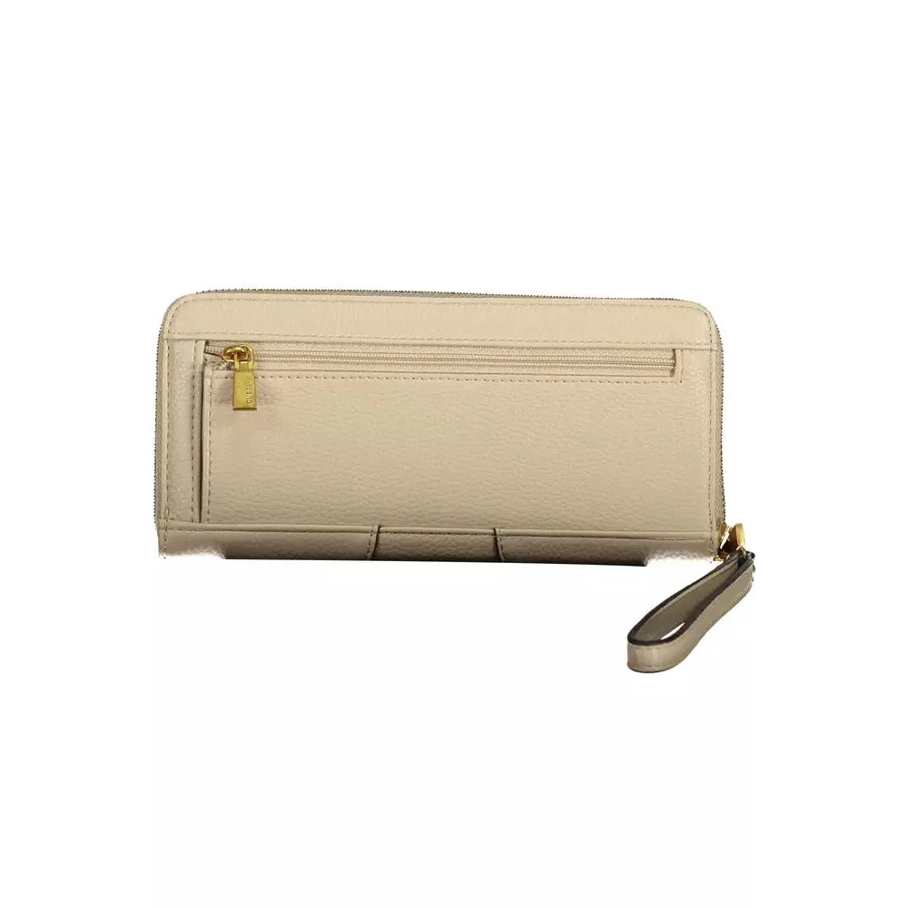Guess Chique Beige Portemonnee met Rits en Contrasterende Accenten Beige Dames