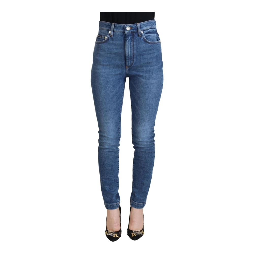 Dolce & Gabbana Women's Blue Logo Detail Denim Pants