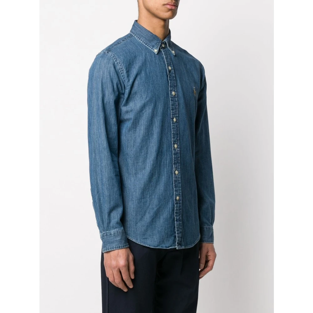 Polo Ralph Lauren Denim Sportshirt Lange Mouw Blue Heren