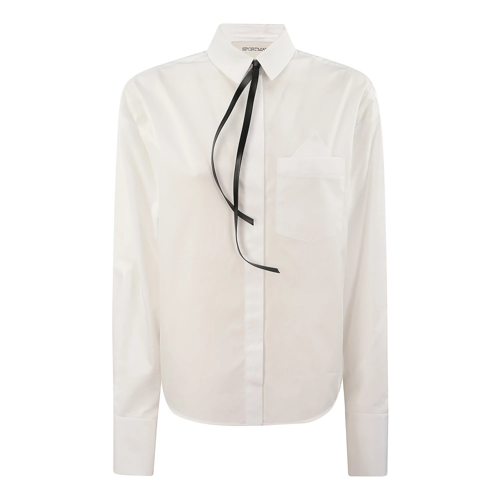 SPORTMAX Katoenen overhemd met afneembare leren band White Dames