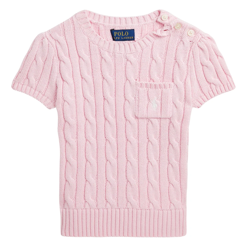 Ralph Lauren Girls Pink Kids Knitwear, 4 Y, Cable Knit Pullover