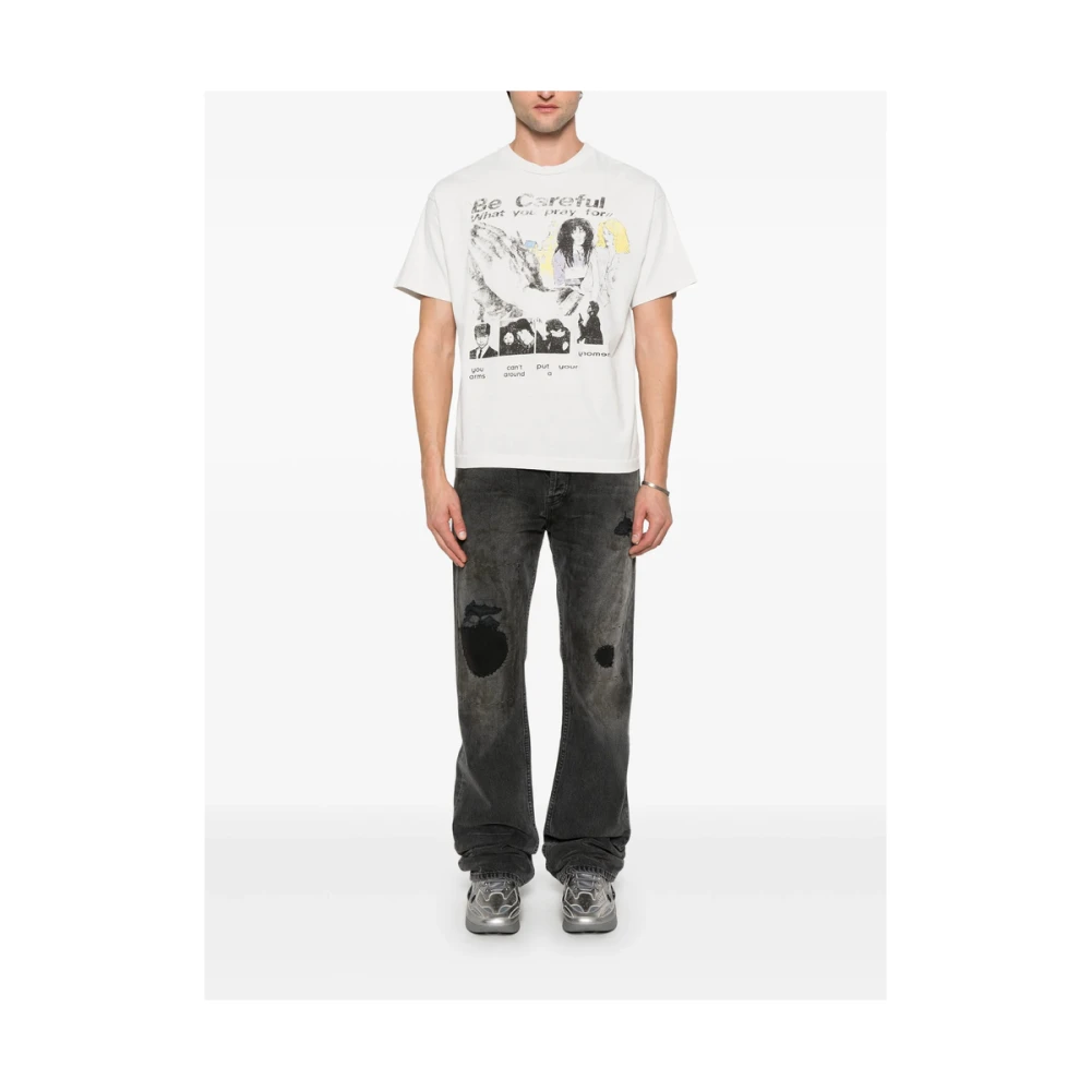 Enfants Riches Déprimés Illustratiestijl Print Drop Shoulder T-shirt White Heren