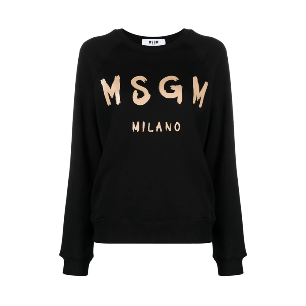 Msgm Zwart Logo Katoenen Sweatshirt Black Dames