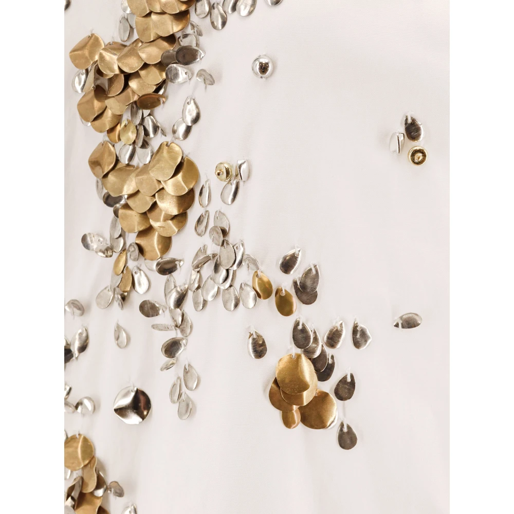 Dries Van Noten Paillet- en Studs Katoenen Shirt White Dames