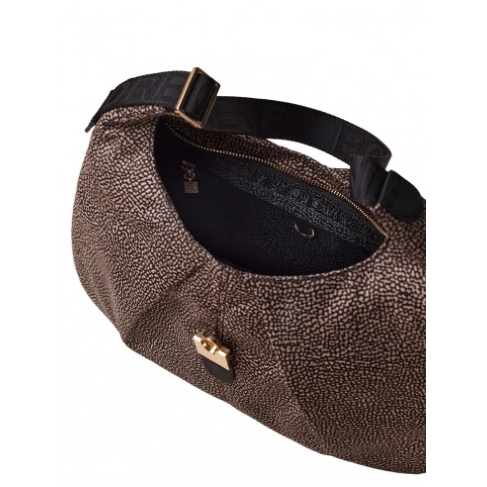 Borbonese Hobo Tas van Gerecycled Stof met Leren Details Brown Dames