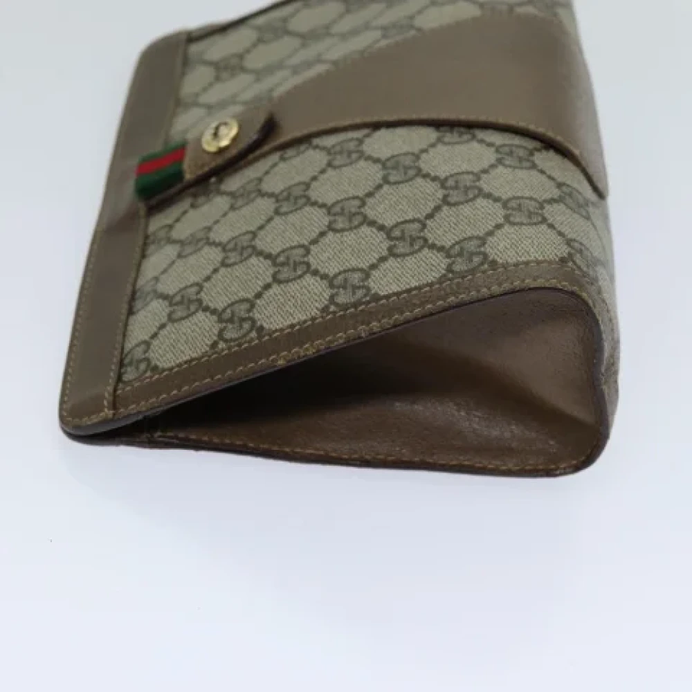 Gucci Vintage Pre-owned Leather clutches Beige Dames