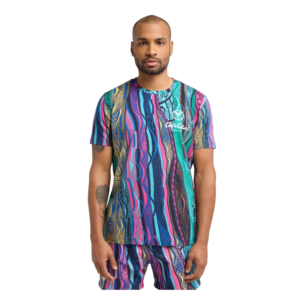 carlo colucci Uniek Allover-Print T-shirt Multicolor Heren
