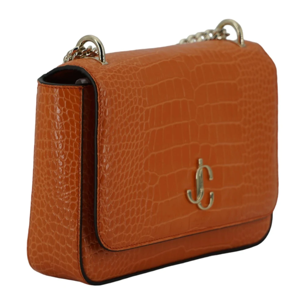 Jimmy Choo Oranje Krokodil Geëmbosseerde Leren Schoudertas Orange Dames