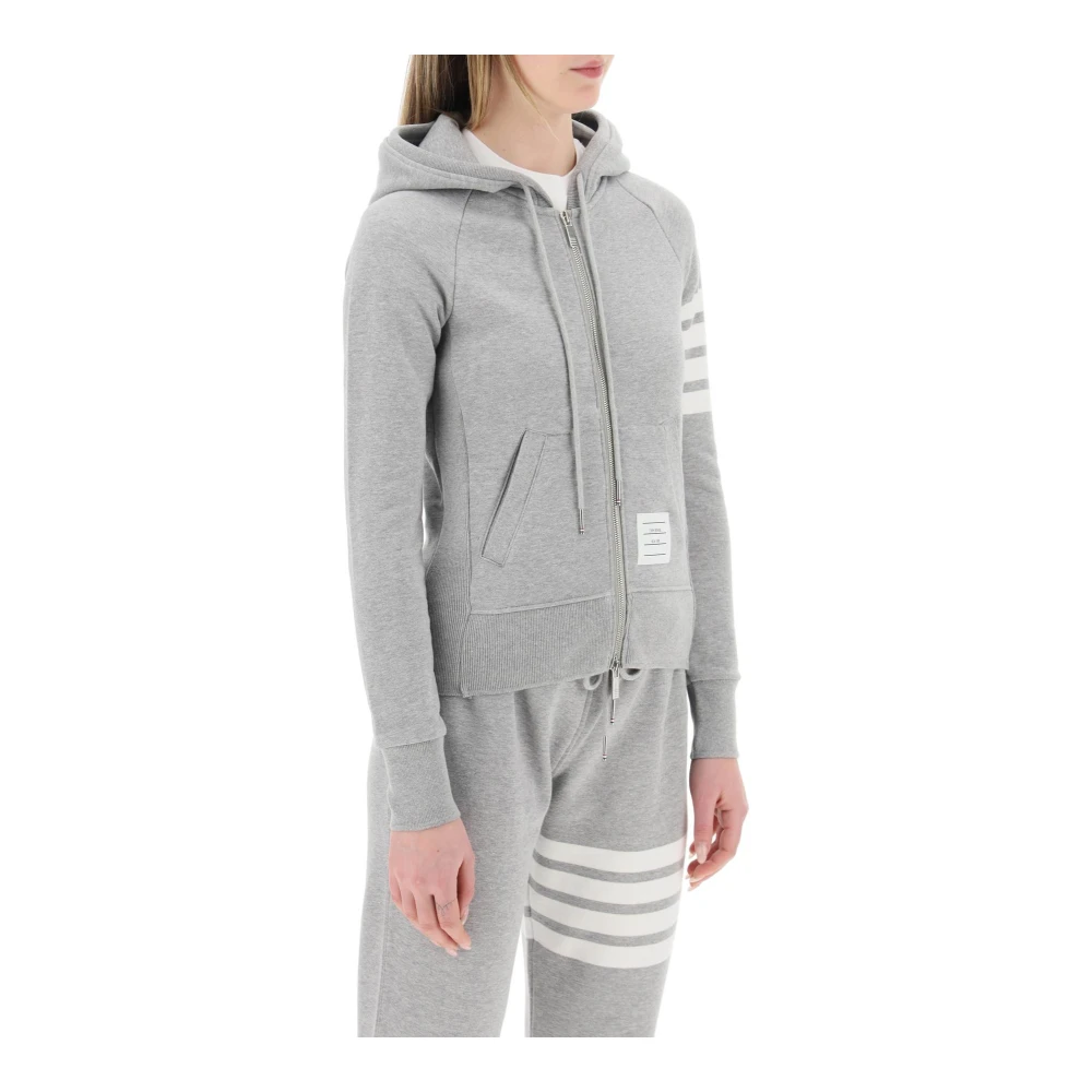 Thom Browne Gestreepte 4-Bar Hoodie Sweatshirt Gray Dames