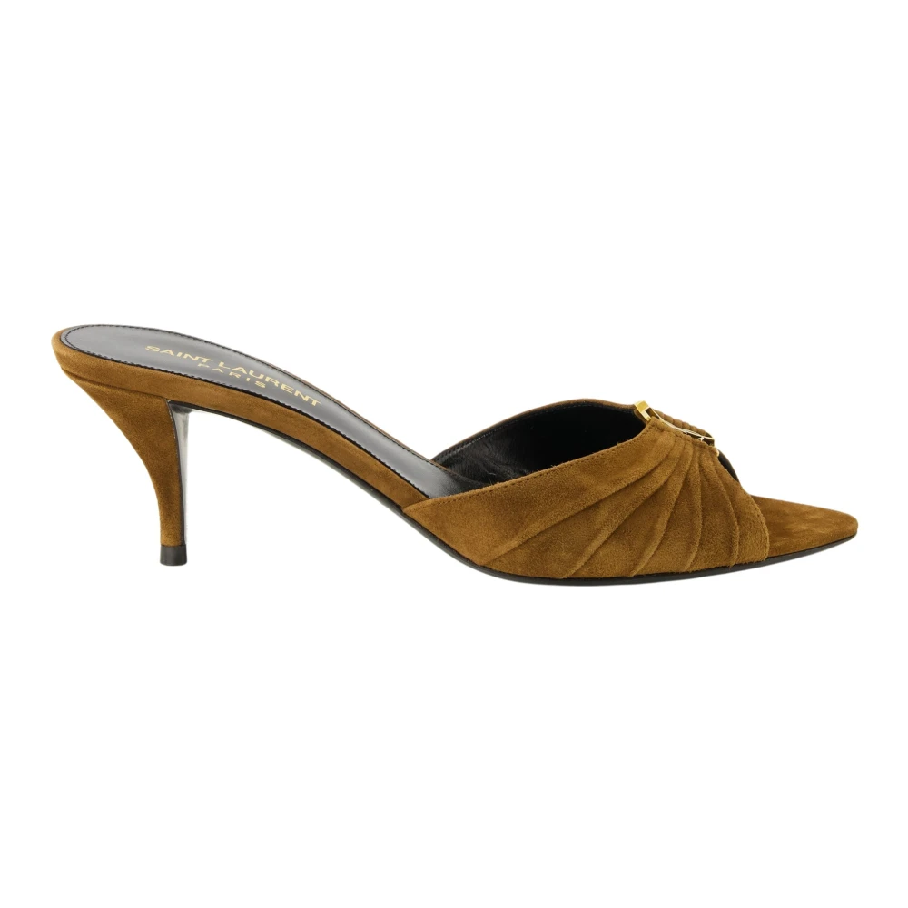 Saint Laurent Women's Brown Heeled Mules, 5 1/2 Uk, Babylone Heeled Mules