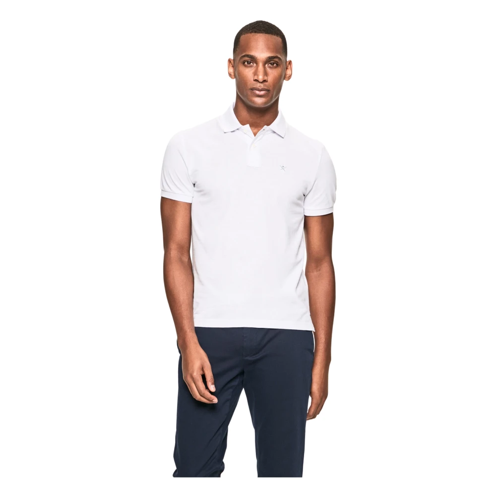 Hackett Wit Logo Polo Slim Fit White Heren
