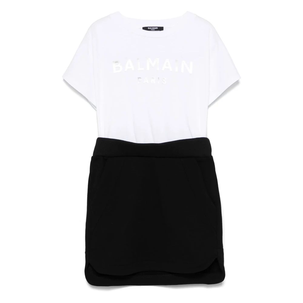 Balmain Girls White Crew Neck Dress With Logo - Dresses - 10 Y - Kids