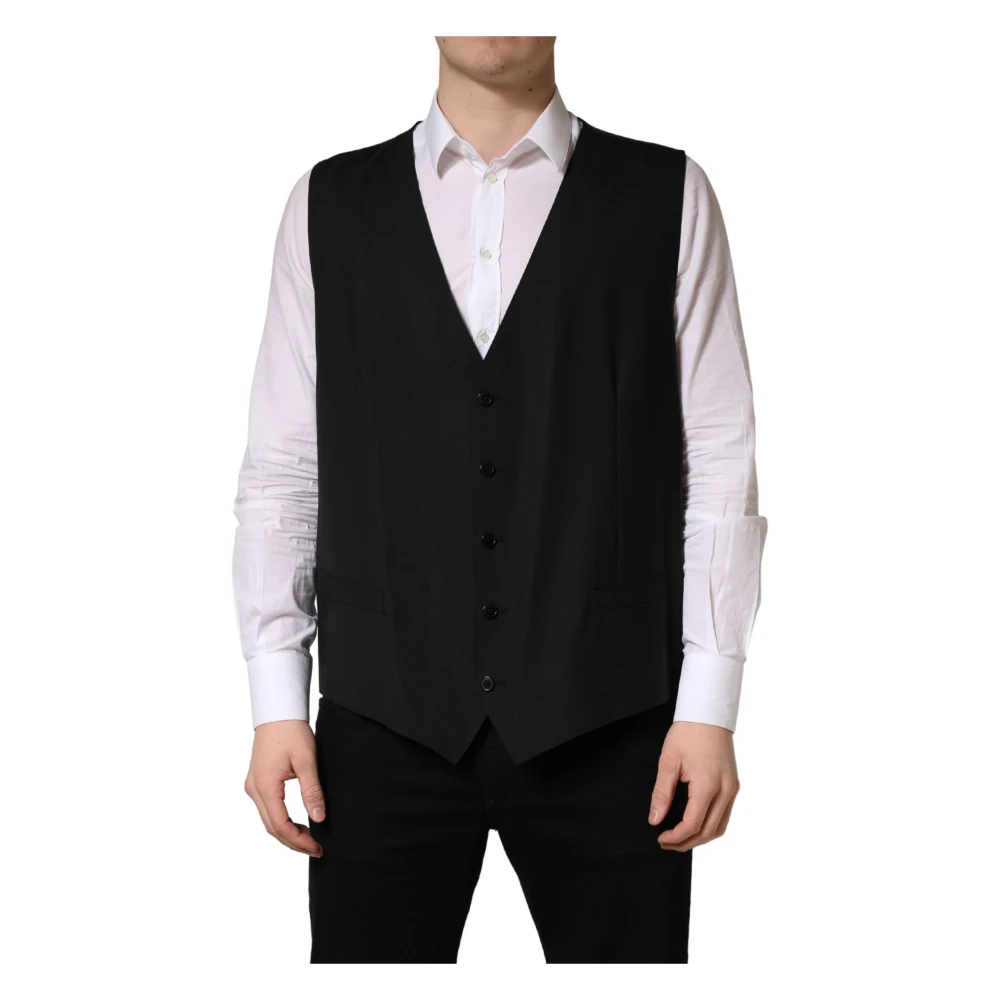 Dolce & Gabbana Men's Black Single-Breasted Waistcoat - Waistcoats - 5XL - Suits