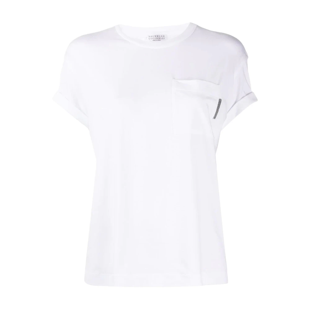 BRUNELLO CUCINELLI Korte Mouw Ronde Hals T-Shirts White Dames