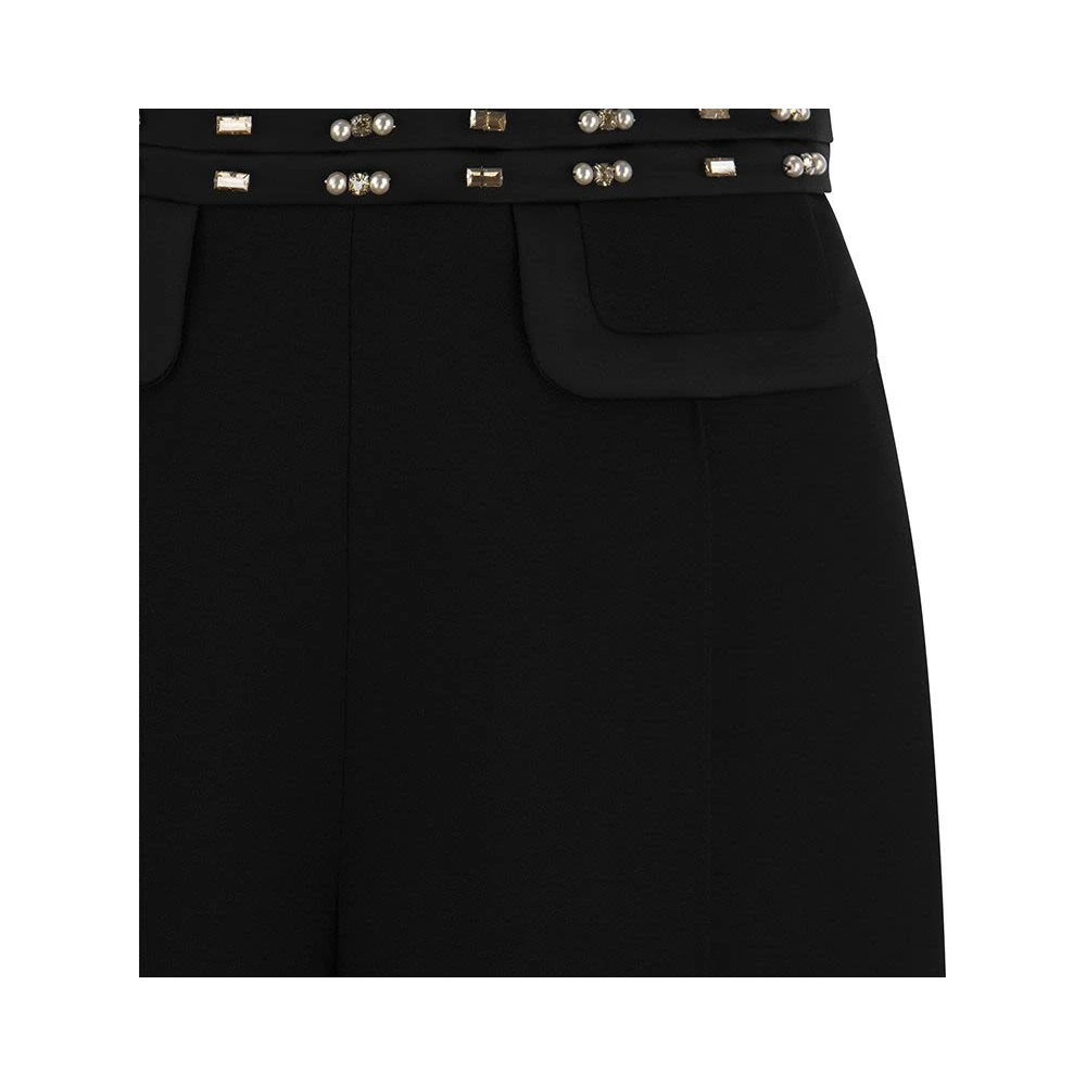 Elisabetta Franchi Crepe shorts met geborduurde hoge tailleband Black Dames