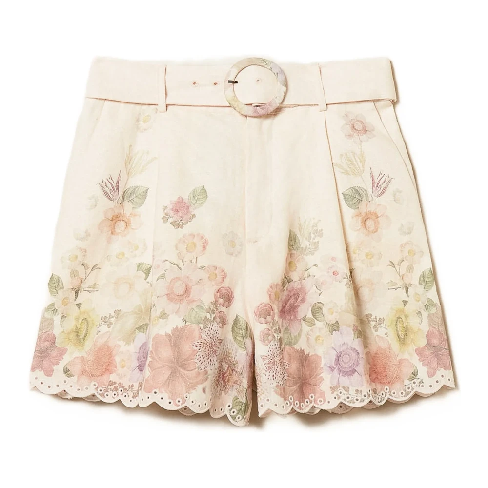 Twinset Women's Beige Short Shorts, M, Belted Shorts