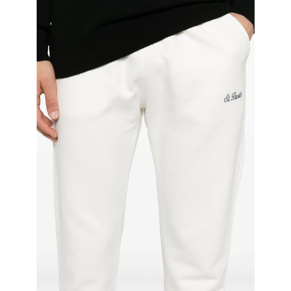 MC2 Saint Barth Witte katoenen broek met logoborduursel White Heren