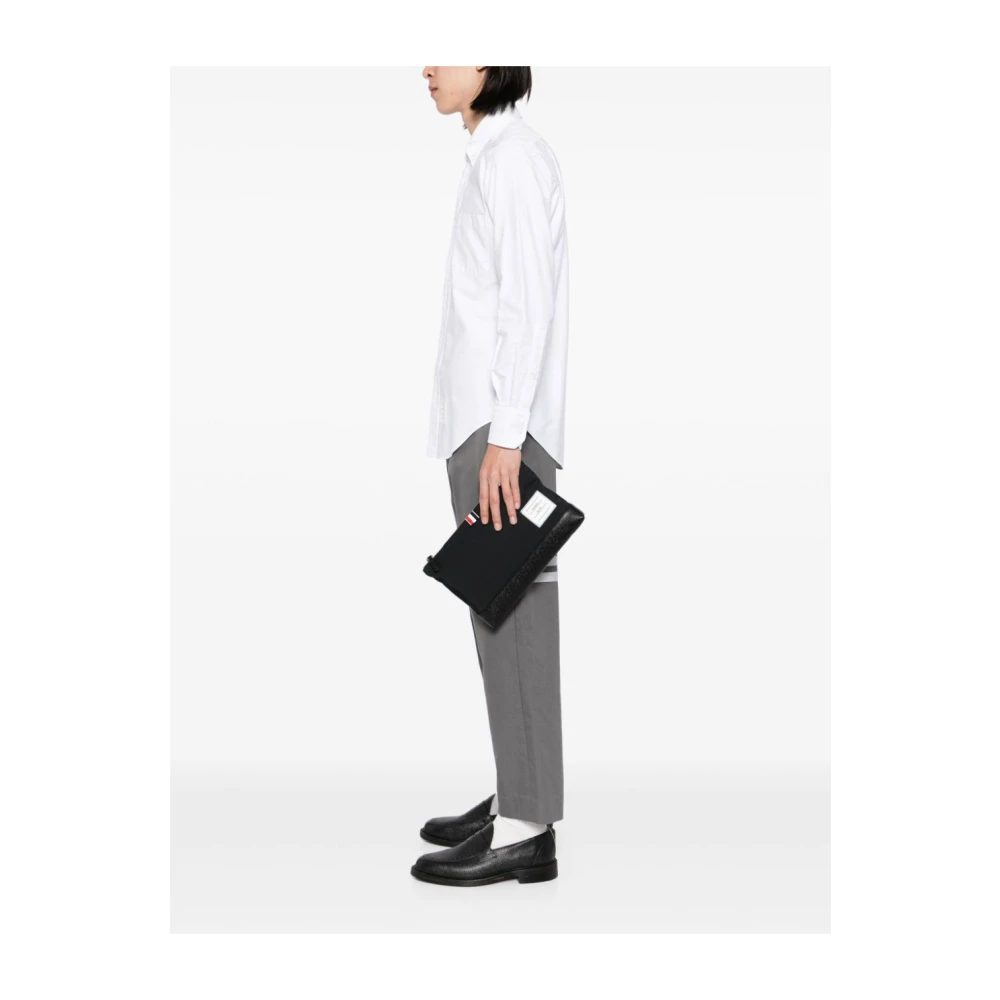 Thom Browne Zwart Nylon Stijlvolle Modieuze Jas Black Heren