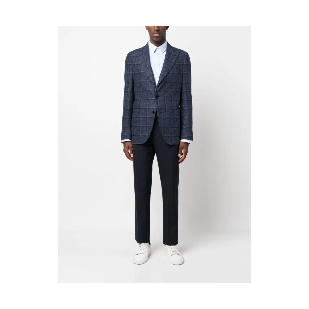 Gabo Napoli Geruit Blazer Blue Heren