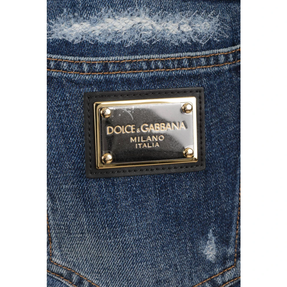 Dolce & Gabbana Heren Denim Bloemen Bermuda Shorts Blue Heren