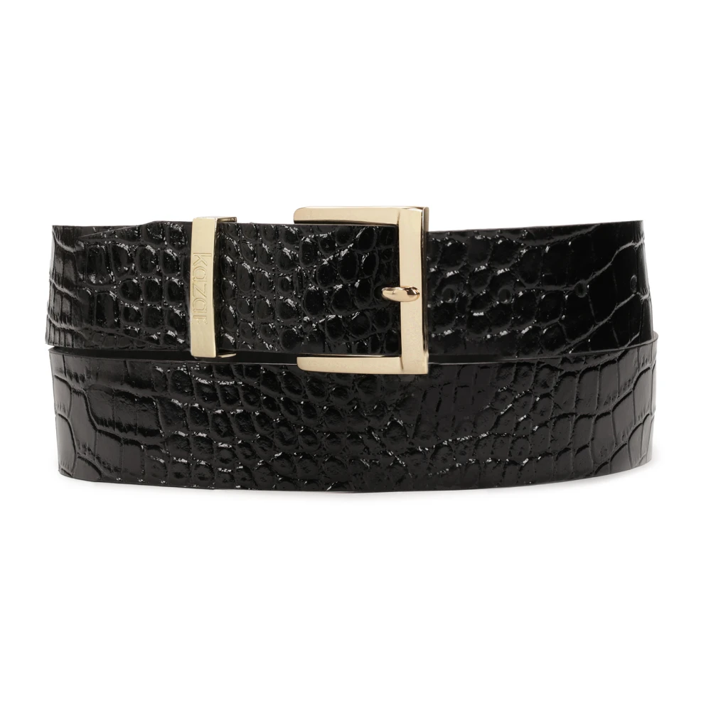 Kazar Elegant breed riem in lakleer met reliëfpatroon Black Dames