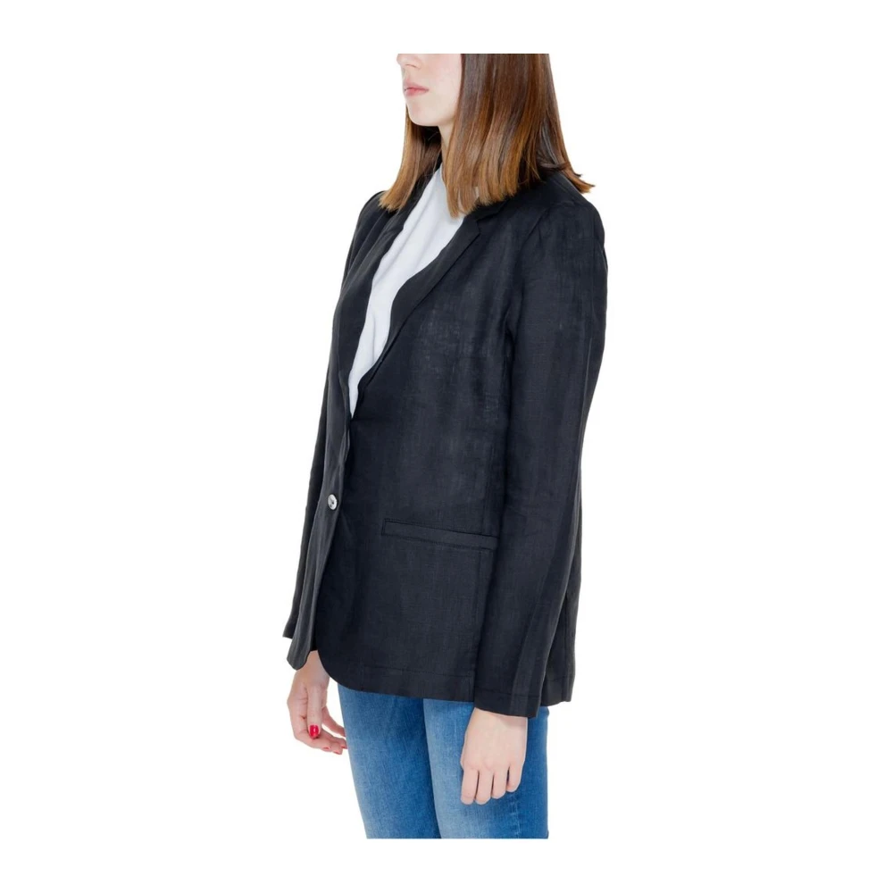 Street One Linnen Blazer Dames Jas Collectie Black Dames