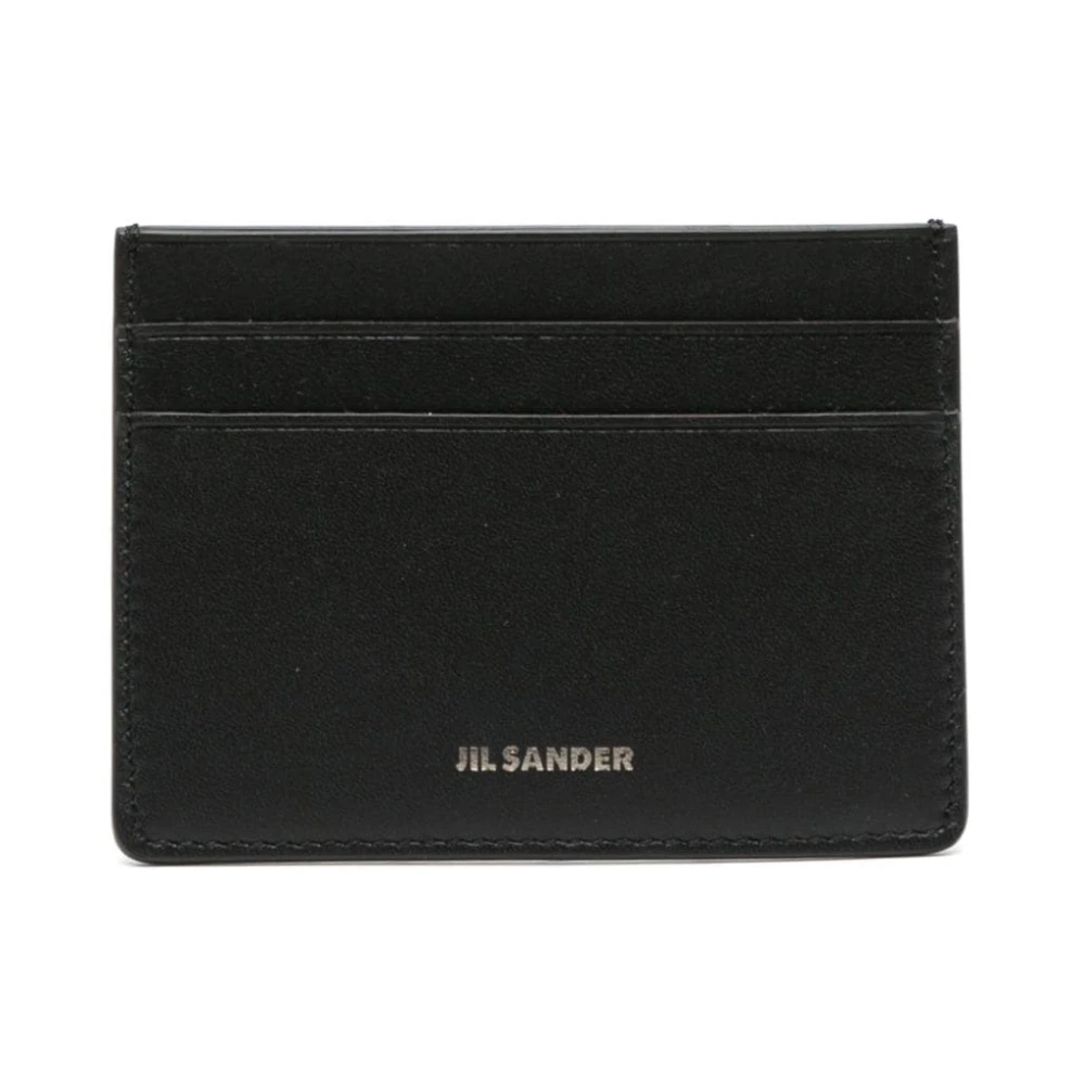 Jil Sander Zwarte leren kaarthouderkoppeling Black Heren