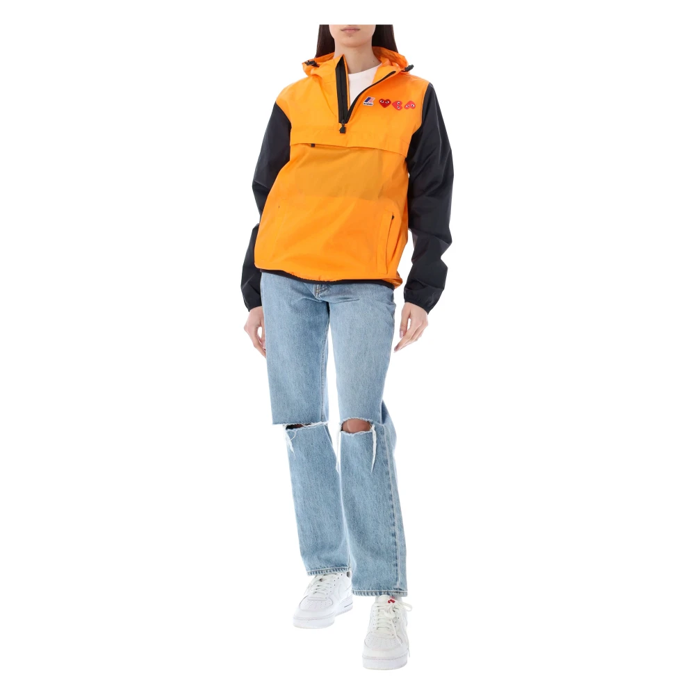 Comme des Garçons Bicolor Waterdichte Hoodie Oranje Zwart Orange Dames
