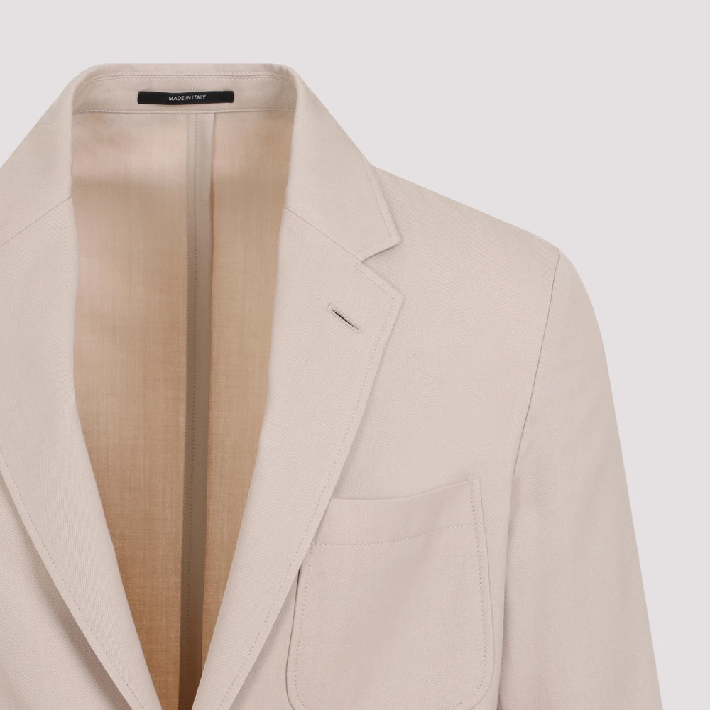 Dunhill Wol Katoen Convertible Jas Beige Heren