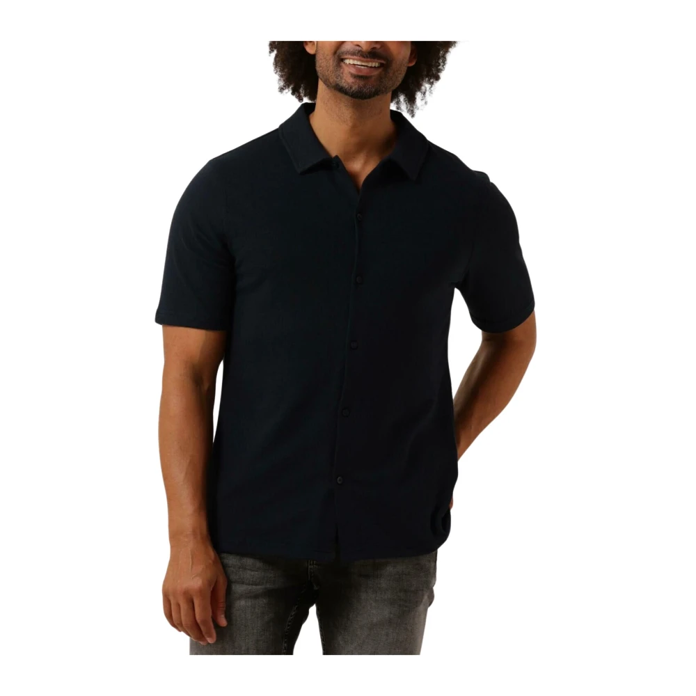 PURE PATH Heren Overhemden Shortsleeve Shirt Button Up Donkerblauw