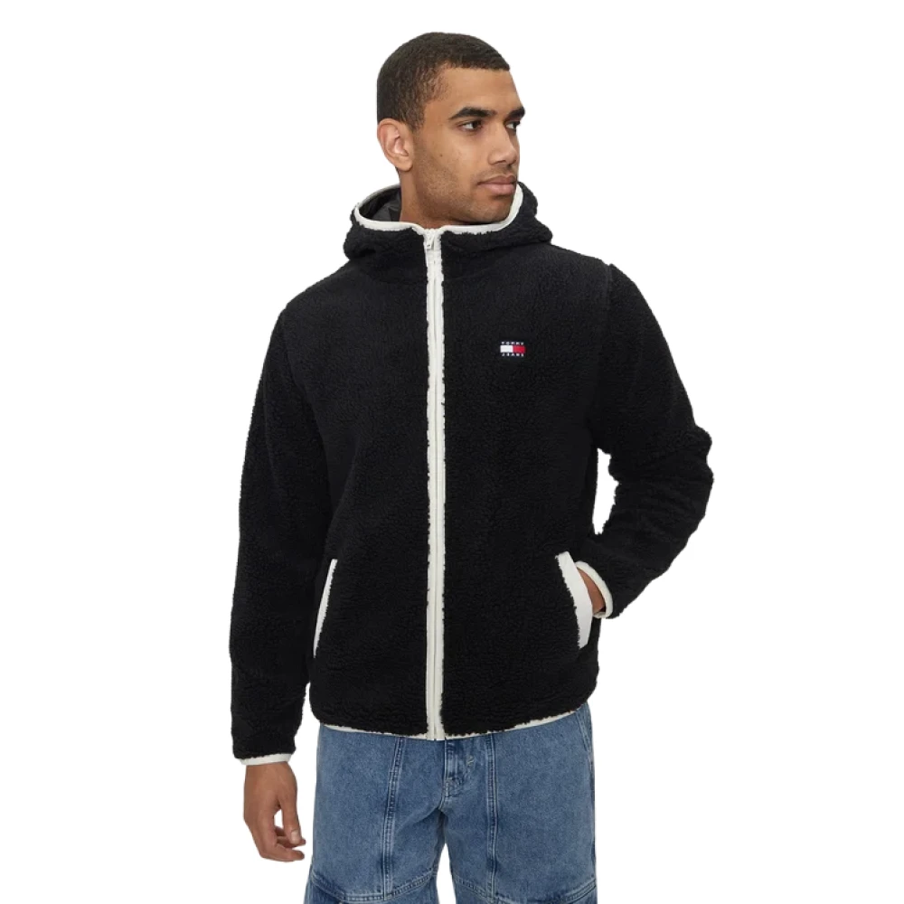 Tommy Jeans Zwarte Jas Aw24 Ritssluiting Black Heren