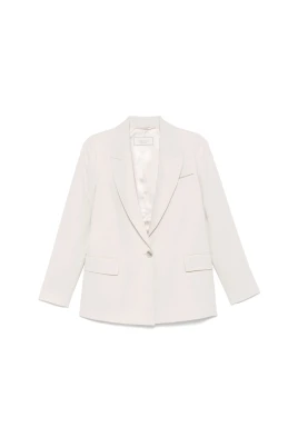Beige Blazer med Peak Revers
