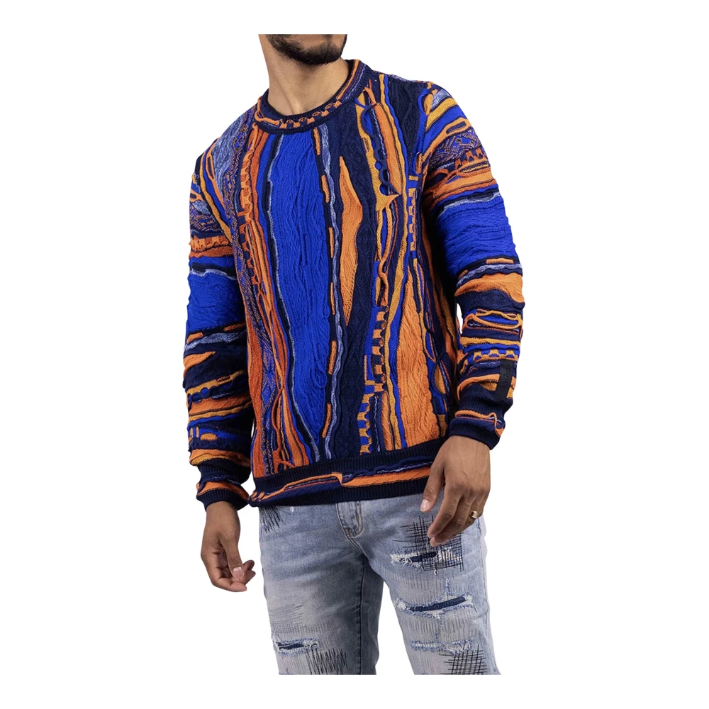Carlo colucci Stijlvolle Ronde-Hals Gebreide Trui voor Heren Multicolor Heren