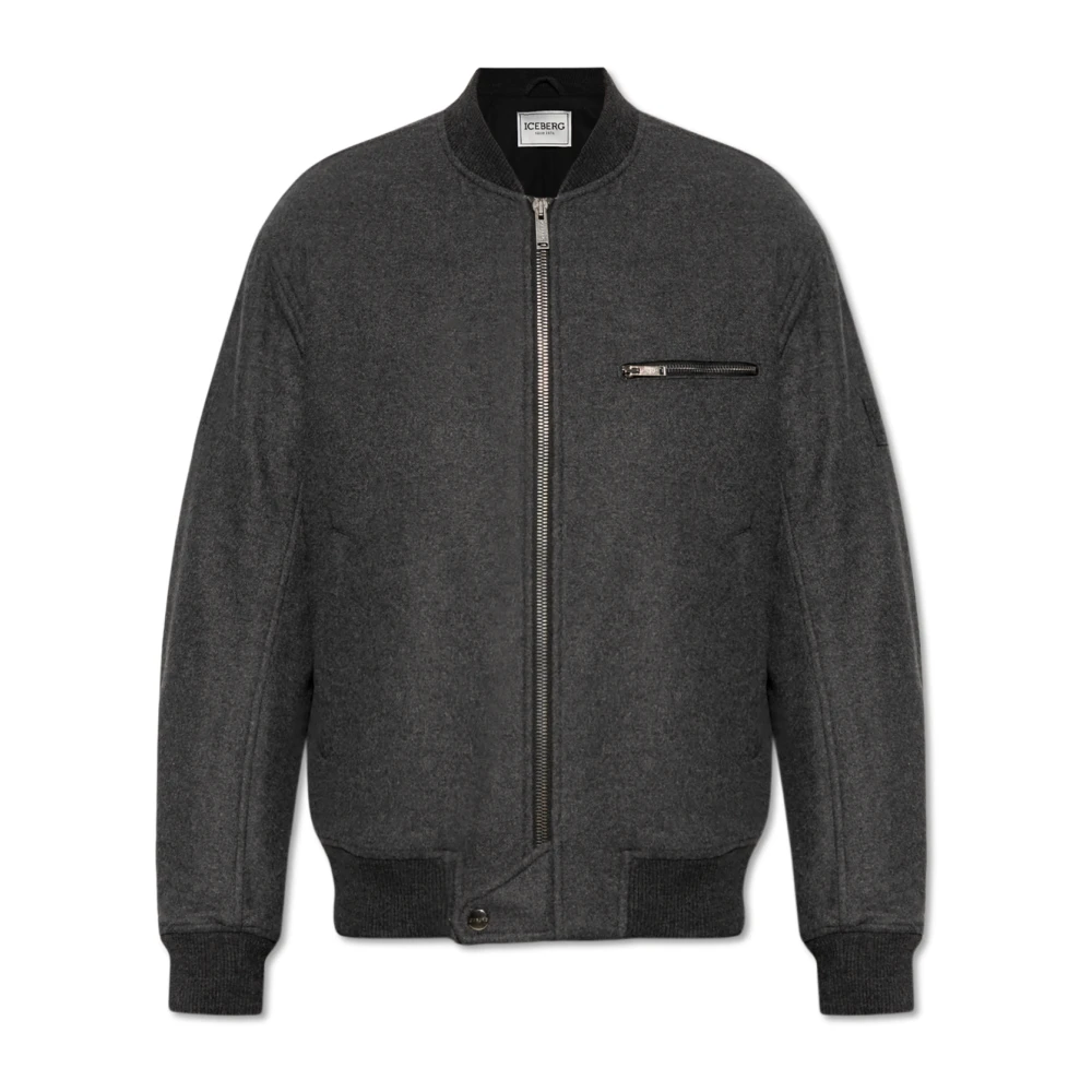 Iceberg Flanellen jas met geborduurde beer Gray Heren