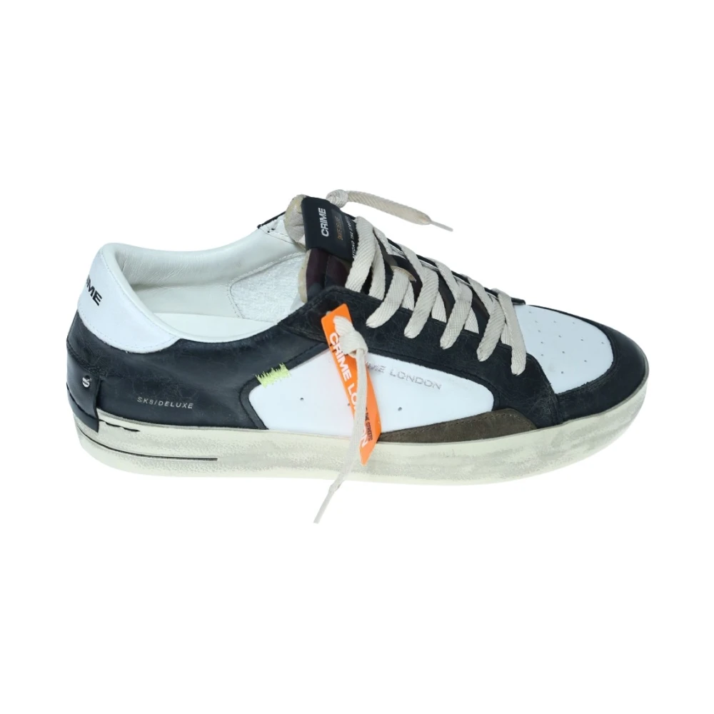Crime London Italiaanse leren sneaker met militair groene details Heren Schoenen Veelkleurig Multicolor