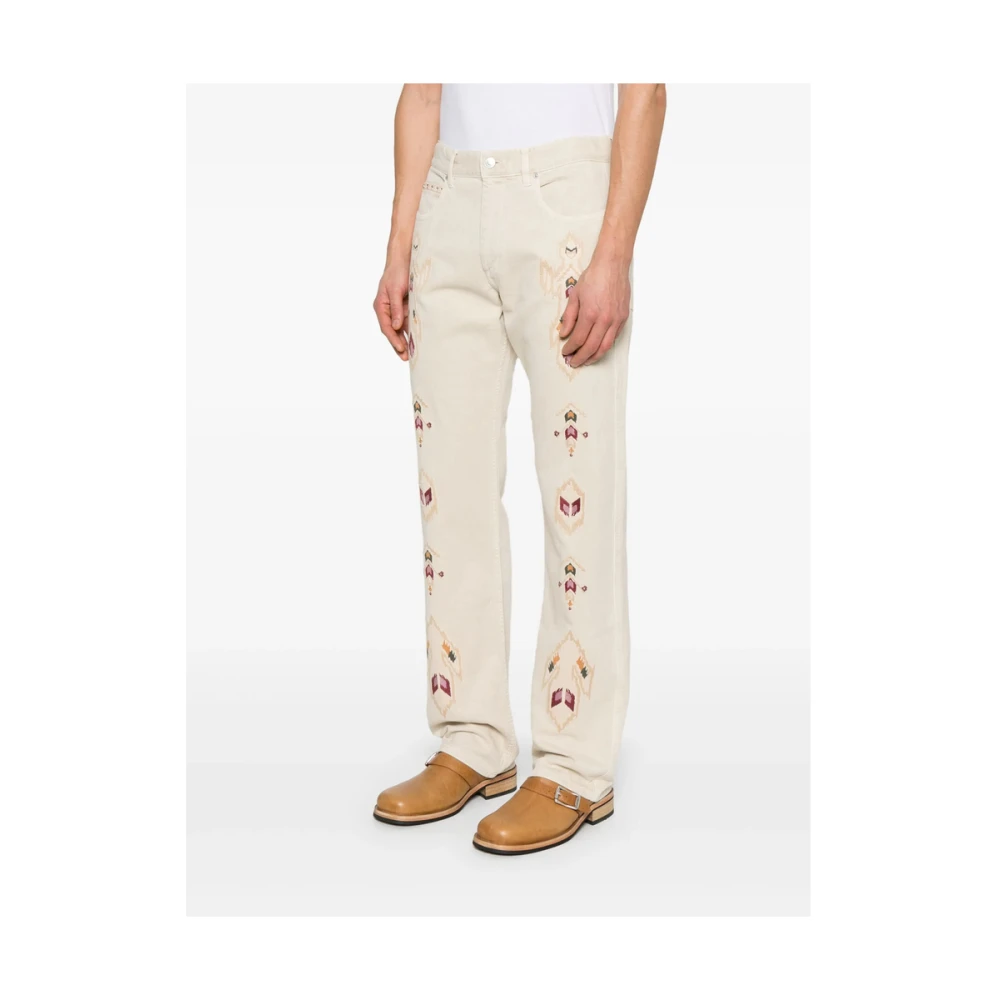 Isabel marant Ecru Geborduurde Voorste Knoop Jeans Beige Heren