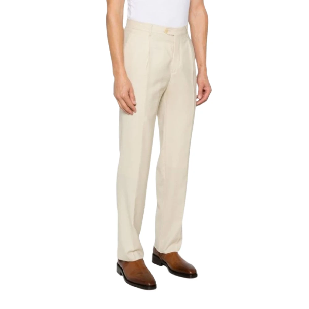 ETRO Wollen op maat gemaakte broek met plooien Beige Heren