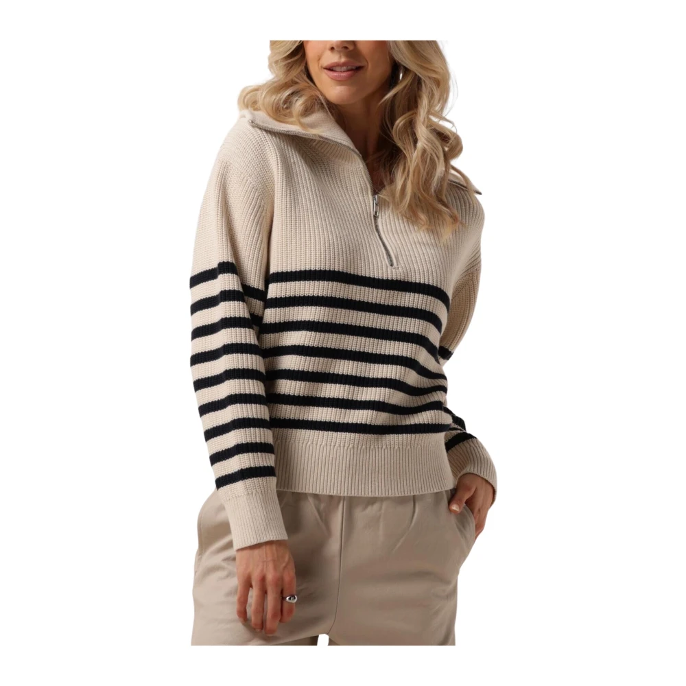Penn&Ink N.Y Elegante Gestreepte Trui Beige Dames
