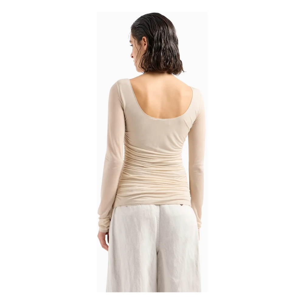Emporio Armani Gedrapeerde Top in Licht Beige Dames