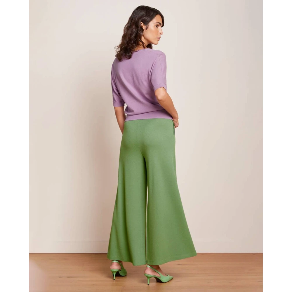 king louie Border Palazzo Cropped Pants Milano Crepe Green Dames
