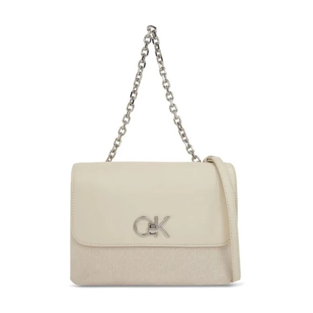 Calvin Klein Dubbel Gusset Väska för Kvinnor Beige, Dam