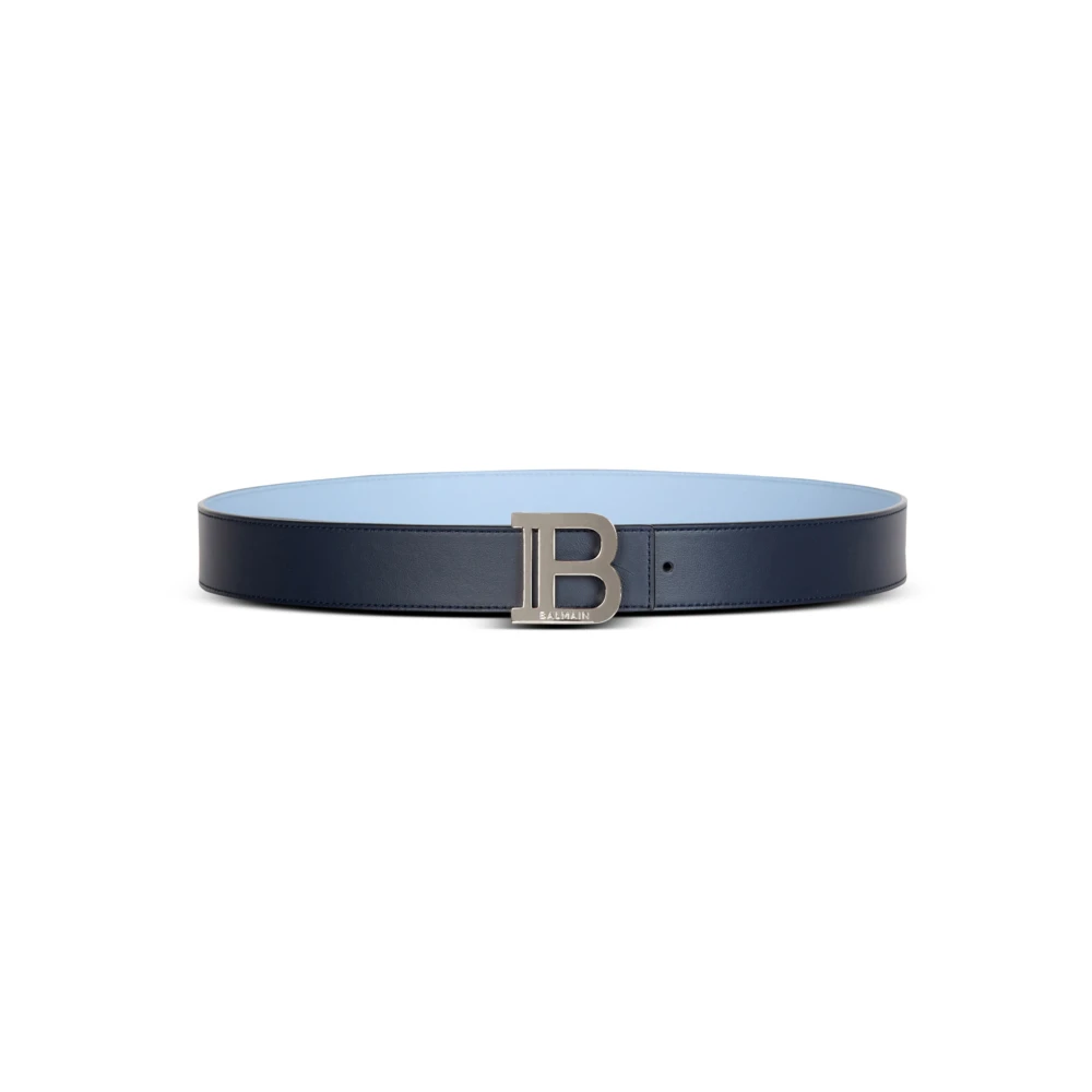 Balmain Tweekleurig omkeerbaar kalfsleren B-Riem Blue Heren