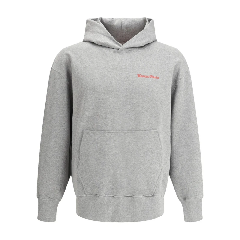 Kenzo Grijze hoodie met voorste buidelzak Gray Heren